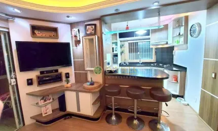 À venda | 65 m², semi mobiliado, 3 quartos, sacada com churrasqueira e 1 vaga de garagem - palhoça/sc.