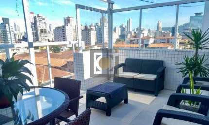 Cobertura 3 quartos, 3 suítes, 5 banheiros, Boqueirão Santos
