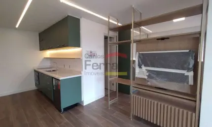 Studio locação, 34 metros, Novo, Mobiliado, Ar condicionado, Pinheiros, Lazer, piscina, Metrô