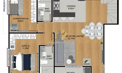 Cobertura Duplex para Venda em São José dos Pinhais, Cidade Jardim, 3 dormitórios, 2 suítes, 3 banheiros, 2 vagas