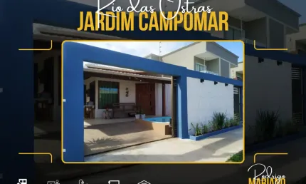 Vendo linda casa com 3 dormitórios e piscina no Jardim Campomar em Rio das Ostras