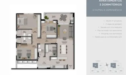 Apartamento com 3 quartos à venda na Rua Orlando Odilio Koerich, 156, Estreito, Florianópolis