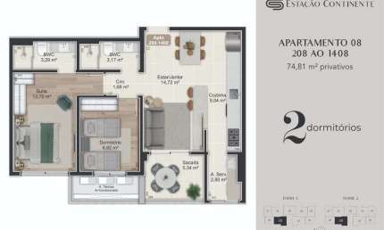 Apartamento com 2 quartos à venda na Rua Eugênio Raulino Koerich, 266, Campinas, São José