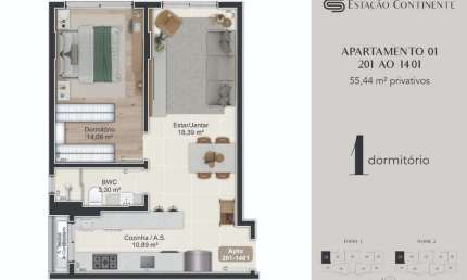 Apartamento com 1 quarto à venda na Rua Eugênio Raulino Koerich, 266, Campinas, São José