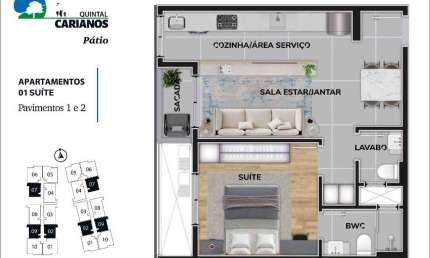 Apartamento com 1 quarto à venda na Avenida Deputado Diomício Freitas, 95, Carianos, Florianópolis