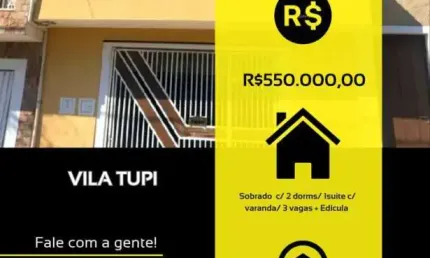 Sobrado c/ edícula / 2Dorms / 1 Suíte c/ sacada / 3Vagas de garagem - Vila Tupi , Várzea Paulista- SP