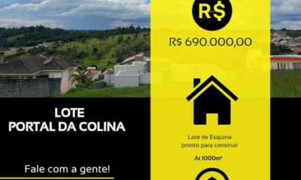 Lote com 1000m²  de esquina. Loc. Portal da Colina, Jundiaí-SP