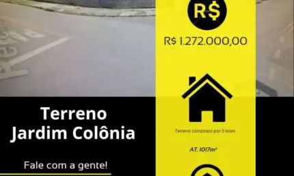 Terreno murado de 1.017m² composto por  3 lotes. Loc. Jd. Colônia Jundiaí-SP.