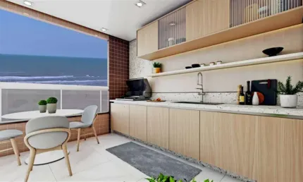 Apto de 2 dorm c/ suíte, vista mar, 2 vagas, 69,78 de área útil. bairro: jardim real.