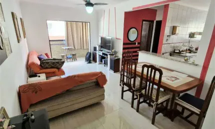 Apto de 1 dorm c/ sacada, vista mar, 55 m² de área útil. bairro: canto do forte.