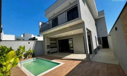 Casa Sobrado em Indaiatuba, Condomínio Mantova com 3 suítes - 204 m2