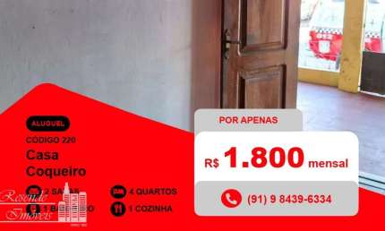 Casa com 4 quartos para alugar no Coqueiro, Belém 