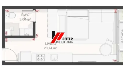 Studio à venda com sacada e 38 m2 no Teahupoo Santa Mônica