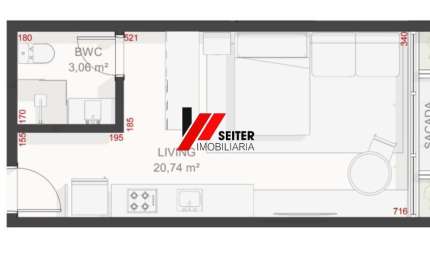 Apartamento Studio com Varanda à Venda no Teahupoo Santa Mônica