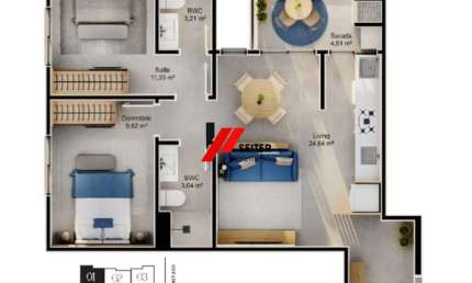 Apartamento a venda com 2 Dormitórios sendo 1 suíte no Jardim do Cacupé