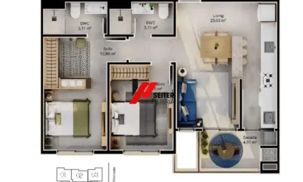 Apartamento com 2 Dormitórios sendo 1 Suíte a venda em Florianópolis