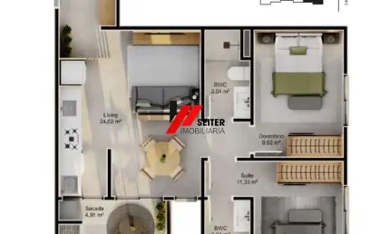 Apartamento a venda no Jardim Cacupé Florianópolis com 2 dormitórios sendo 1 suíte.