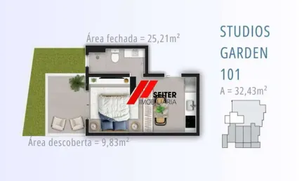 Studio Garden com Área Privativa 600m da UFSC | Smart 1 Trindade