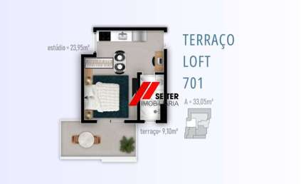 Studio de cobertura com terraço à venda na Trindade