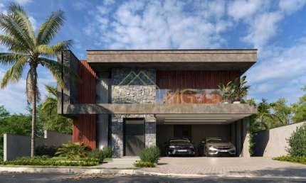 Casa com arquitetura e acabamentos de alto padrão com 4 suítes em condomínio fechado