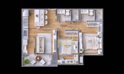 Apartamento com 2 dormitórios, 1 suíte à venda, 65 m² por R$867.611,25 - Região do Lago - Cascavel/PR
