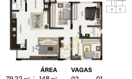 Apartamento com 3 dormitórios à venda, 79 m² por R$ 694.751,00 - Neva - Cascavel/PR