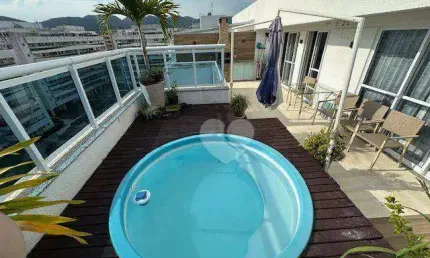 Lopes Enjoy Vende Cobertura Duplex 3 quartos, 154 m², 2 vagas de garagem, condomínio Onda Carioca.