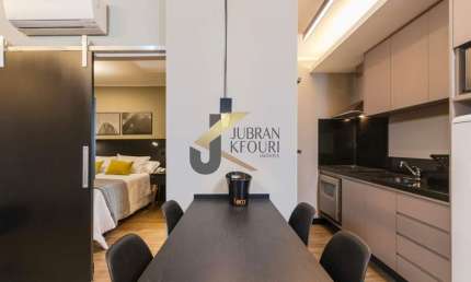 Apartamento para aluguel , Cambuí - Campinas, SP. Com 1 dormitório sendo 1 suíte, 1 sala, 1 banheiro, cozinha, 40,00 m² útil, 100% decorado e equipado com eletrodomésticos.