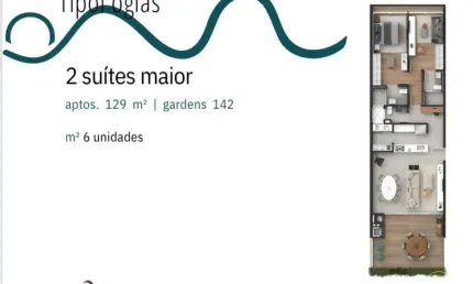 Apartamento de 2 quartos sendo os 2 suítes e 129,72m² em Cacupé