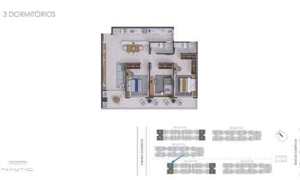 Apartamento 100,53m² com 3 quartos sendo 1 suíte no Campeche