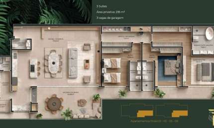 Apartamento com 235m² e 3 suítes em Jurerê Internacional