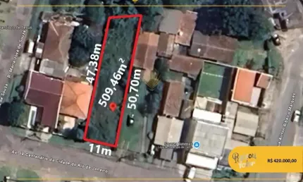 Terreno à venda, 509.46 m2, CIDADE INDUSTRIAL DE CURITIBA, CURITIBA - PR
