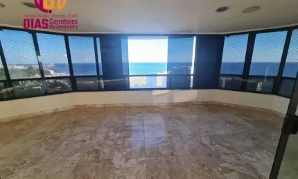 Vendo Apartamento 01 por andar com total privacidade na Ondina  em Oportunidade com 298m2 completa vista mar livre das duas varandas sala para 4 ambientes, 4 suítes, 4 vagas com total infraestrutura  