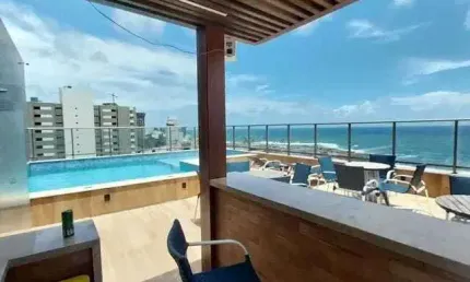 Vendo Lindo Studio Novo em oportunidade  frente mar mobiliado  e decorado em condomínio  com total  infraestrutura  novo no Costa azul