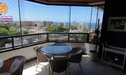 Vendo Apartamento com 305m² climatizado mobiliado e decorado varandão  vista mar com 4 suítes, Máster com closets e Jacuzzi  em condomínio com total infraestrutura  no bairro do Rio Vermelho  em salva