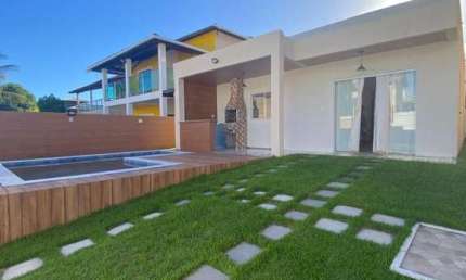 Casa com 3 dormitórios , piscina de alvenaria, varanda gourmet à venda. Condomínio Arembepe Aquaville