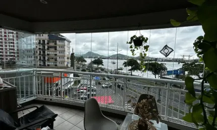Apartamento Vista mar de 3 suites 199m² na Ponta da Praia com varanda gourmet e lazer completo