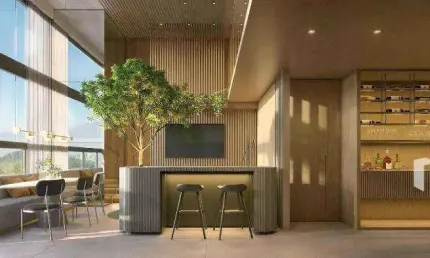 Studio com pé-direto alto, lançamento na Enseada do Suá