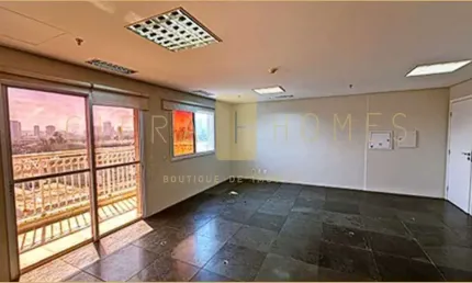 Sala comercial para locação e venda, com piso elevado, ar condicionado, banheiro, varanda, copa, 1