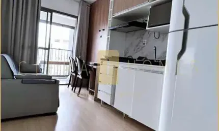 Apartamento para locação, mobiliado, Novo, de 34m² com 1 Dormitório, Sacada, Ar-Condicionado e Exce