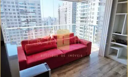 Studio mobiliado de 45 m², 1 dormitório,  com sacada, área verde, piscina e academia na zona sul.