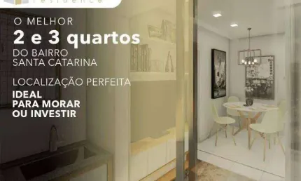 Apartamento 2 quartos com suíte, sala 2 ambientes com varanda gourmet, 1 ou 2 vagas livres, 2 elevadores. Localização privilegiada no Santa Catarina.