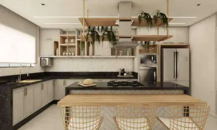 Casa 3 quartos com suíte, sala 2 ambientes com lavabo e  integrada à cozinha. Área gourmet, quintal e garagem. 421m².  Bairro Aeroporto.