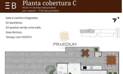 Cobertura com 3 dormitórios à venda, 97 m² por R$ 750.100 - São Pedro - São José dos Pinhais/PR