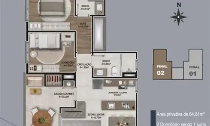 Apartamento com 2 quartos à venda no são virgílio, caxias do sul , 64 m2 por r$ 395.000