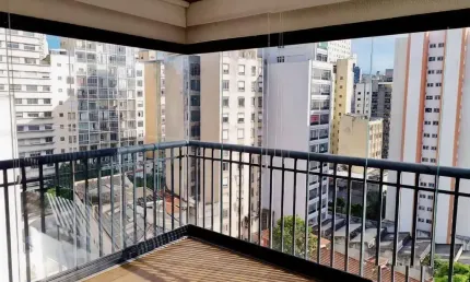 Apartamento studio à venda tem 43 metros quadrados com 1 quarto 1 vaga e varanda em santa cecília - são paulo - sp...apartamento studio de 43 metros quadrados com ampla varanda conjugada, e ja fechada