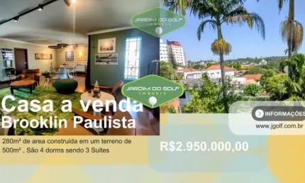 Casa à venda brooklin paulista 280m² 4 quartos 4 vagas