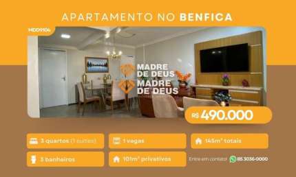 Apartamento com 3 quartos à venda na Avenida da Universidade, 1949, Benfica, Fortaleza por R$ 450.000