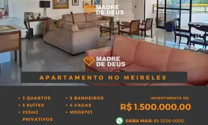 Apartamento com 3 quartos à venda na Rua Vicente Leite, 389, Meireles, Fortaleza por R$ 1.500.000