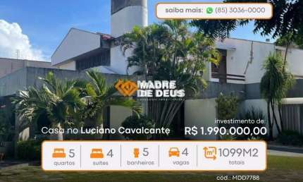 Casa com 5 quartos à venda na Dra Socorro Azevedo, 430, Engenheiro Luciano Cavalcante, Fortaleza por R$ 1.990.000